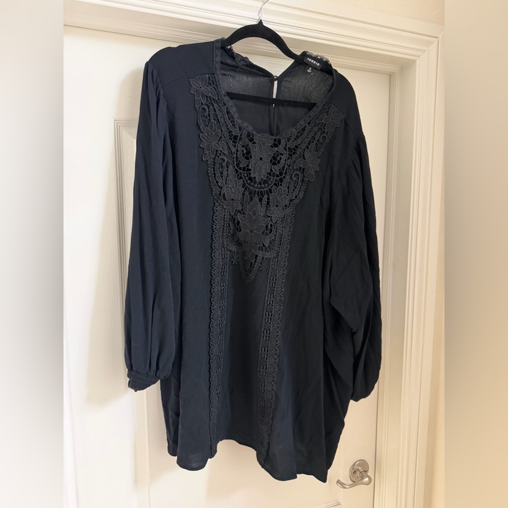 Torrid Black Lace Detail Blouse